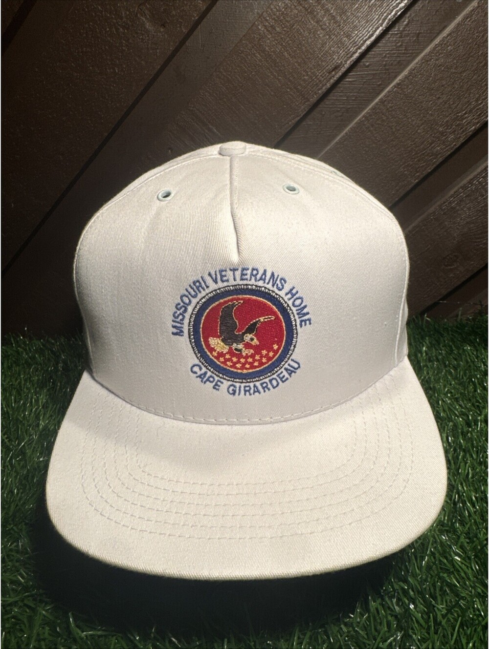 Vintage Missouri Veterans Home Cape Girardeau Snapback Hat White 90s Made in USA